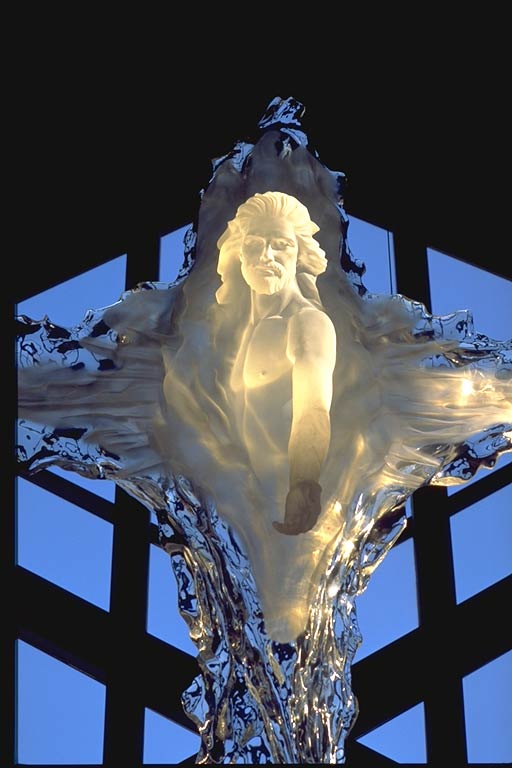 The Cross of New Life acrylic sculpture of the risen Christ in the Holy Family sanctuary